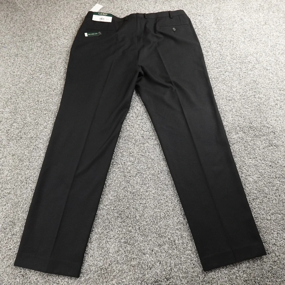 NEW Ralph Lauren Pants Mens 38X32 Black Chino Trouser Dress‎ Slacks Flat Front